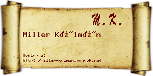 Miller Kálmán névjegykártya